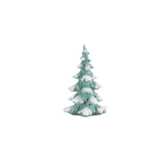 Flocked Seafoam Pine Tree with Carved Design Set